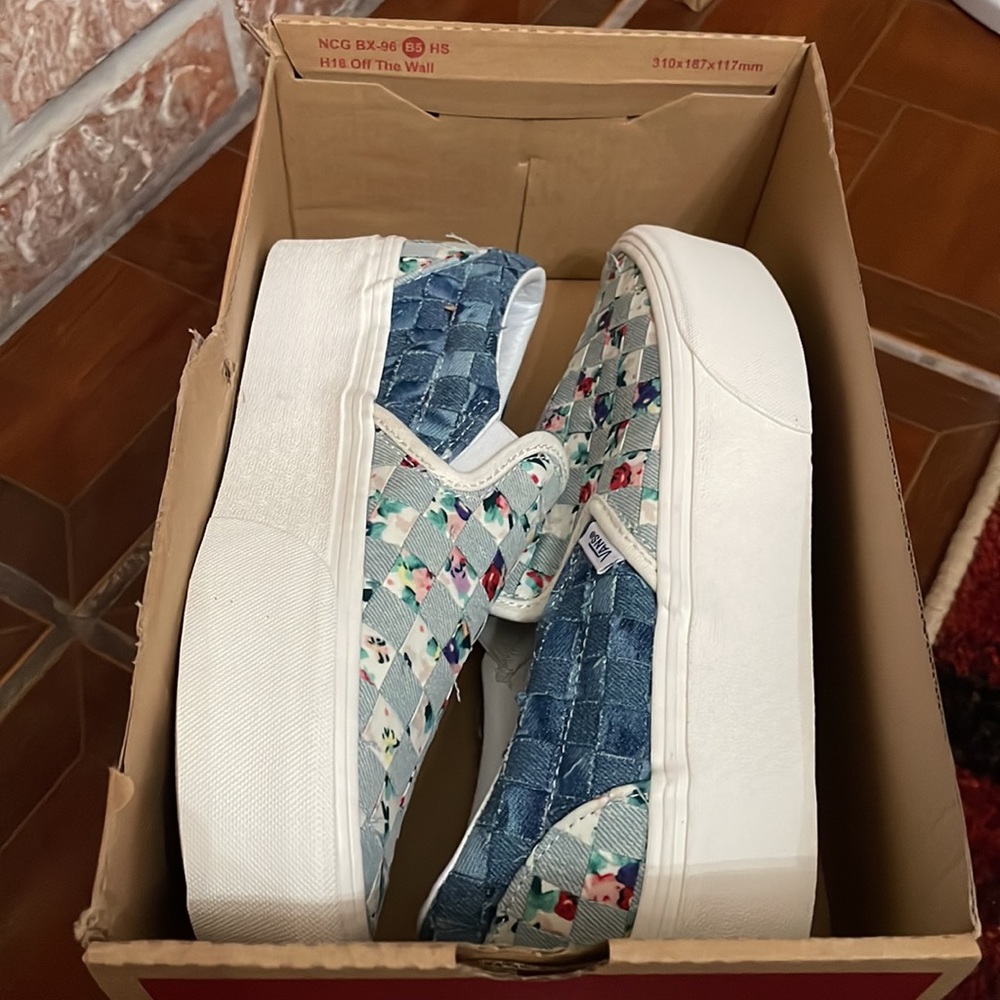 Vans Classic slip on stacked platform Woven Denim Floral - Picture 10 of 10